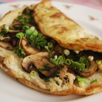 Mushroom and Mixed Herb Fluffy Omelette