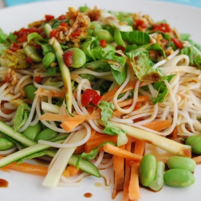 Vegetable and Noodle Salad with Soya Ginger Dressing